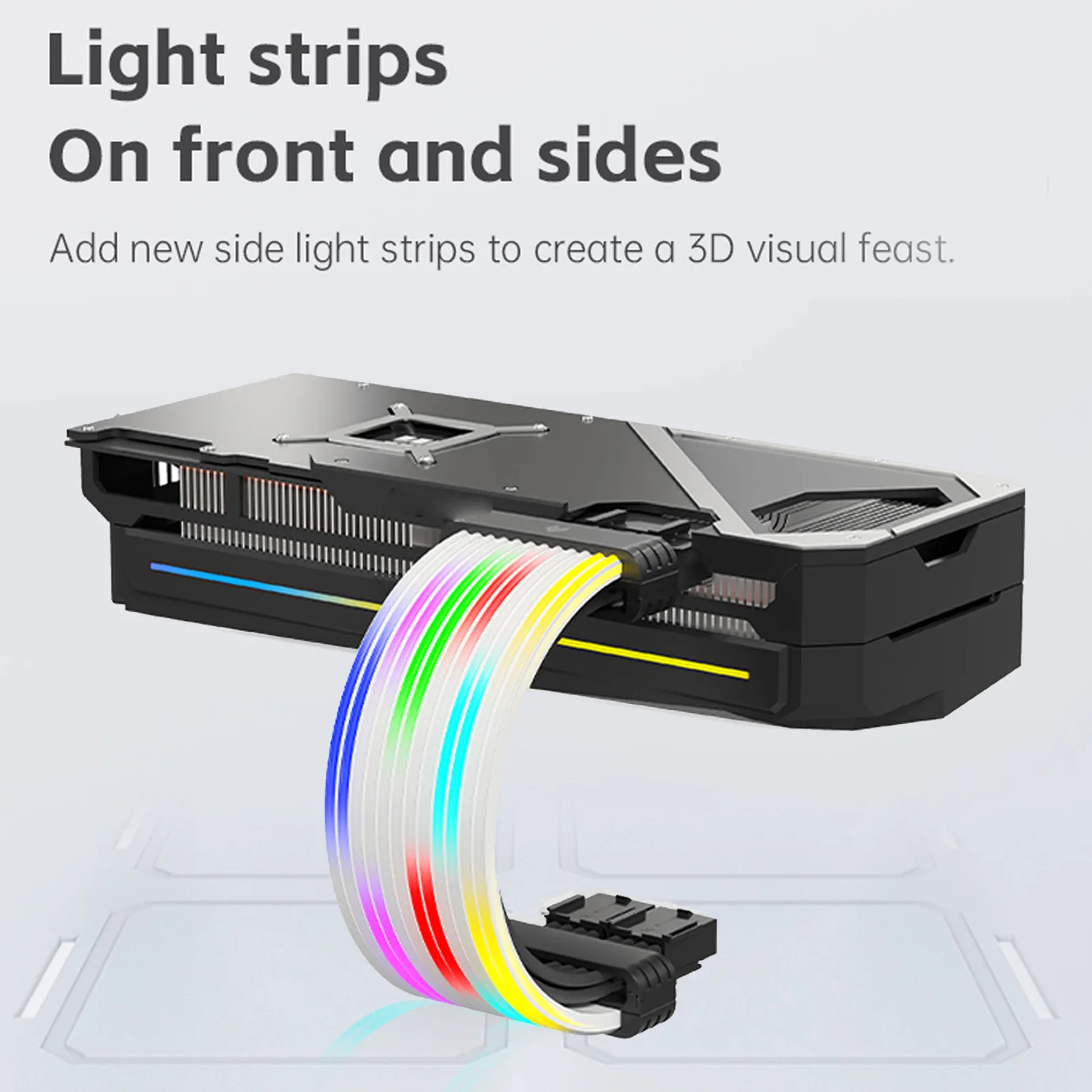 ARGB PSU Cable 120 Light Beads 5V Sync LED Strip 3D Luminous Effect Meteor Light Effect PC Motherboard Graphics Card Neon Cable