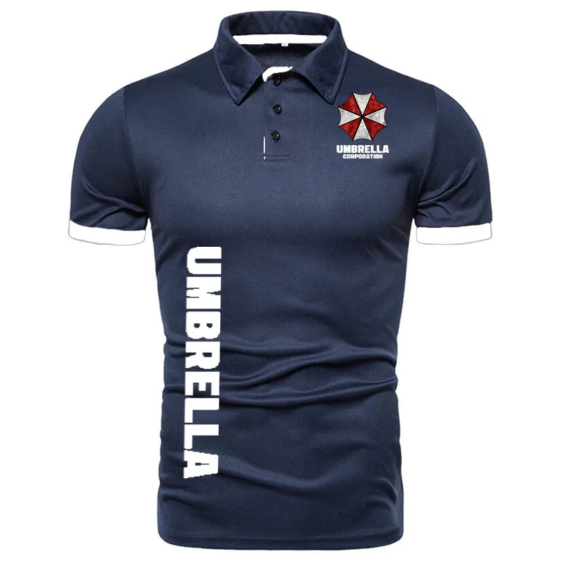 Men\'s Polo Shirt Summer Umbrella Corporation lapel T-shirt Breathable button up Shirts Tees Tops Cotton street men\'s golf shirt