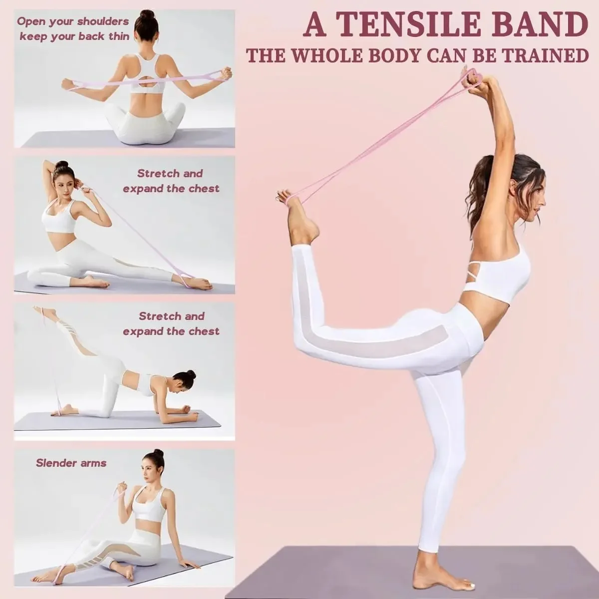 

Resistance Bands with Handles,Figure 8 Resistance Band Elastic Fitness Bands Exercise Band for Home Yoga Gym Workout