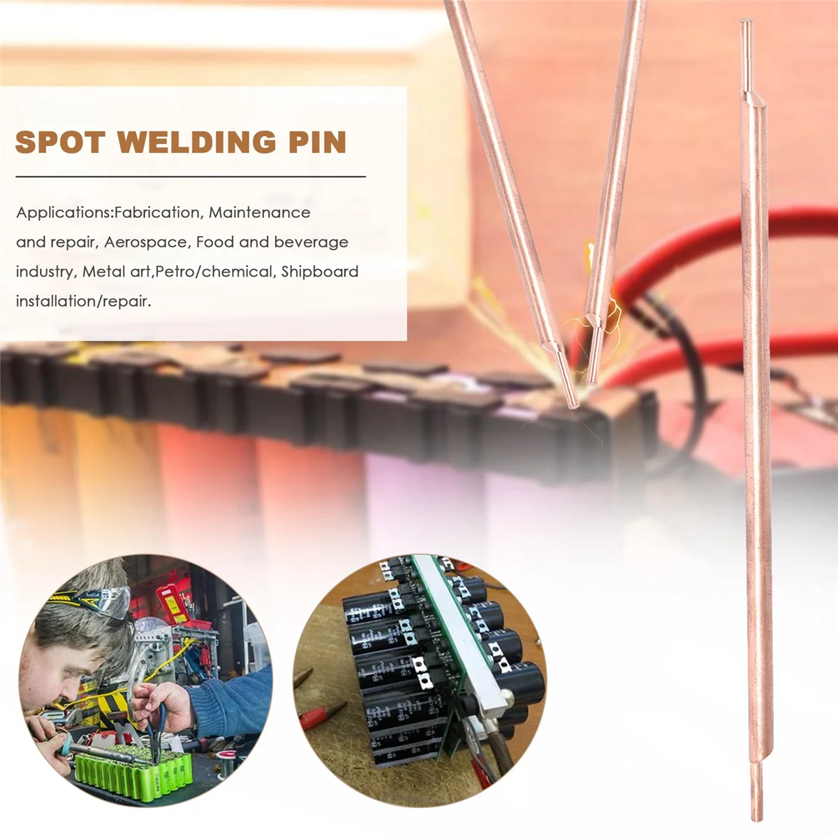 Spot Welding Pin 3X100mm Alumina Copper Electrode Tip Feet Needle Lithium Battery Welding Machine Accessories 2Pcs