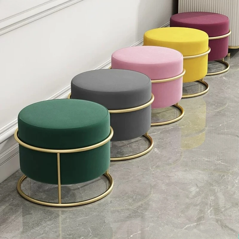 Light Luxury Small Stools Entering The Door Shoe Stool Living Room Sofa Stool Fabric Soft Bag  Stool Ottomans Home Furniture