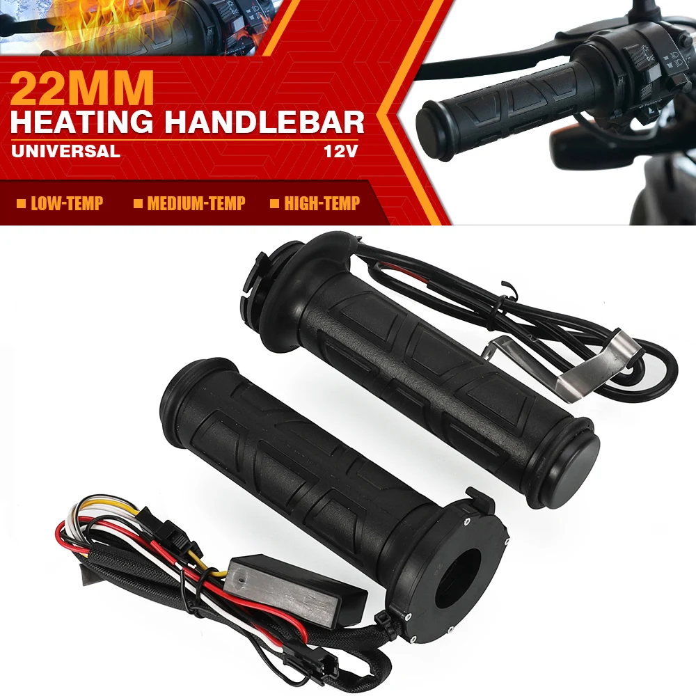 

New Universal Motorcycle 22mm Hand Heated Grips Molded Grips ATV Warmers Adjust Temperature Hot Handlebar