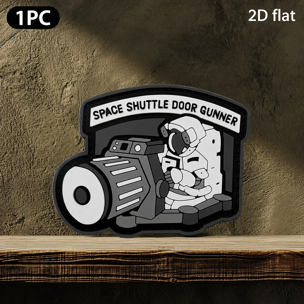 Creative Aerospace Astronaut Pattern Shaped Logo Badge, 2D Flat Pvc Material with Luminous Effect, Magic Sticker Patch with Free Backing Material, Specifications Available, 1Pc/2Pcs/3Pcs, Layered 3D Embossed Edge, Not