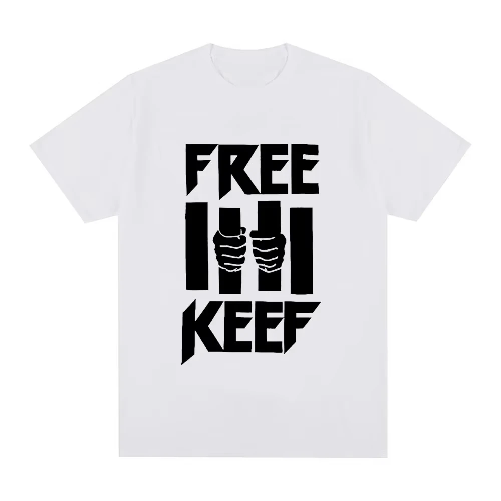 Chief Keef Free Keef Letter Print T Shirt Men's Women Fashion Vintage T-shirts Cotton Oversized Short Sleeve T Shirts Streetwear