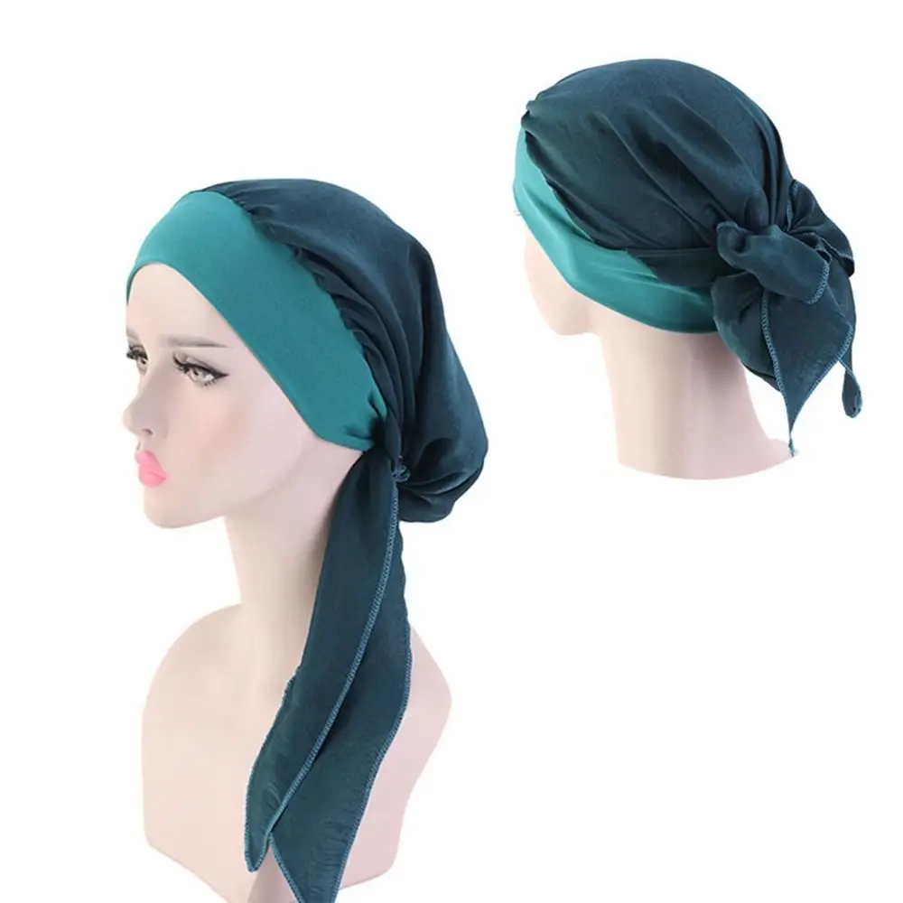 

Satin Silk Ethnic Style Wrap Hat Sleep Cap Scarf Headband Women Hat Head Scarf Silky Bonnet Turban Cap Elastic Hair Band
