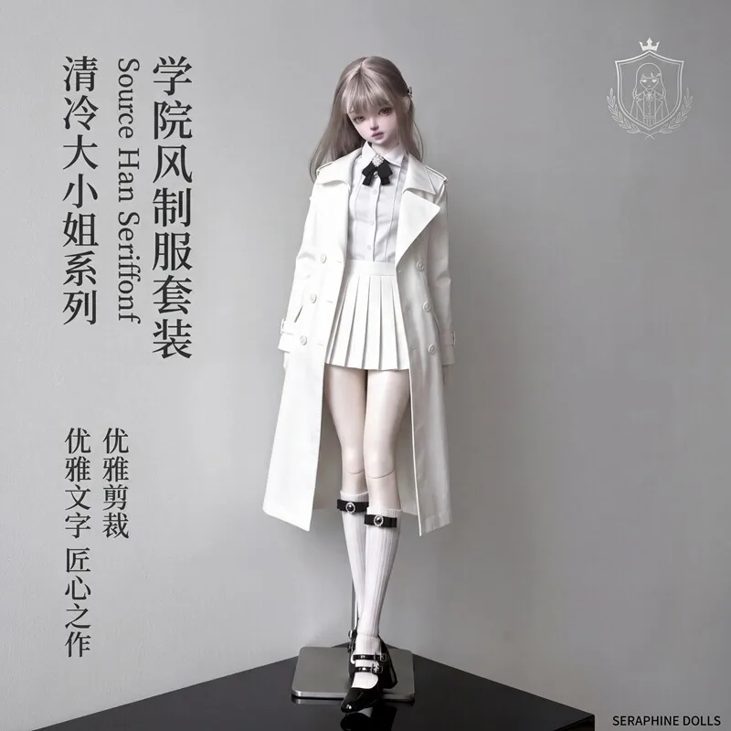 1/3 1/4 1/6 Scale School Styles Female Women Sailors' Trench Coat Pleated Skirt Shirt Socks Bow Tie Set Model for Figures Bodies