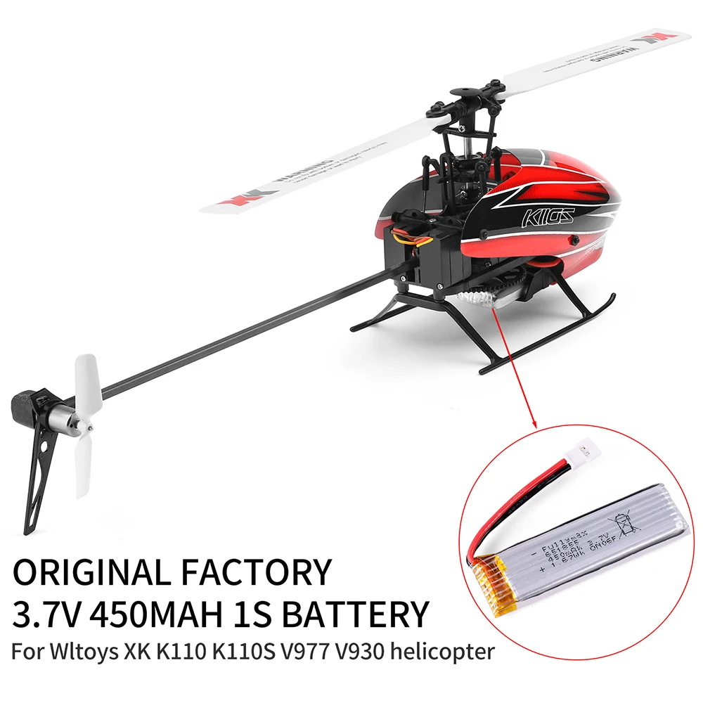 Original Wltoys K110 K110s v977 Battery 3.7V 450mAh Lipo With ph2.54 Plug For XK V930 Helicopter RC Parts Accessory