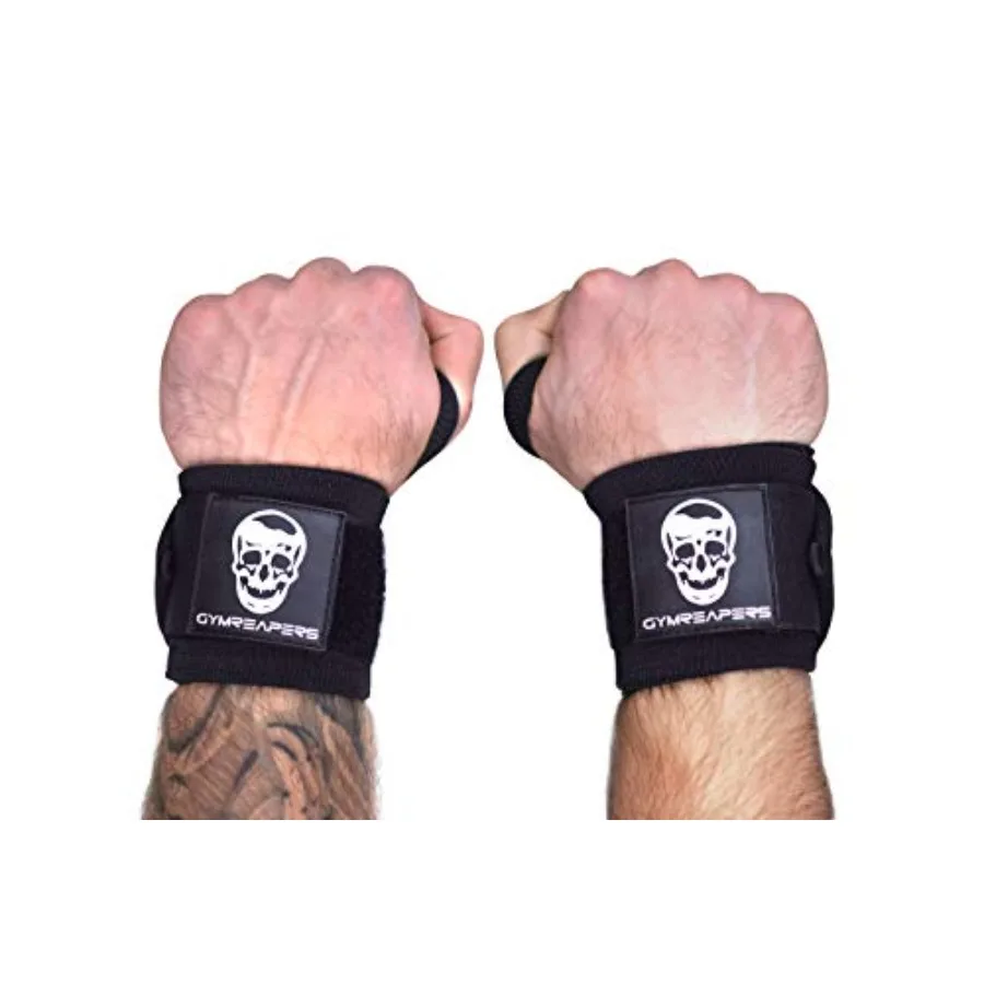 

Wrist Wraps Weightlifting - Stiff Heavy Duty 18 inch Wraps With Thick Thumb Loop For Powerlifting, Bodybuilding, Cross Training