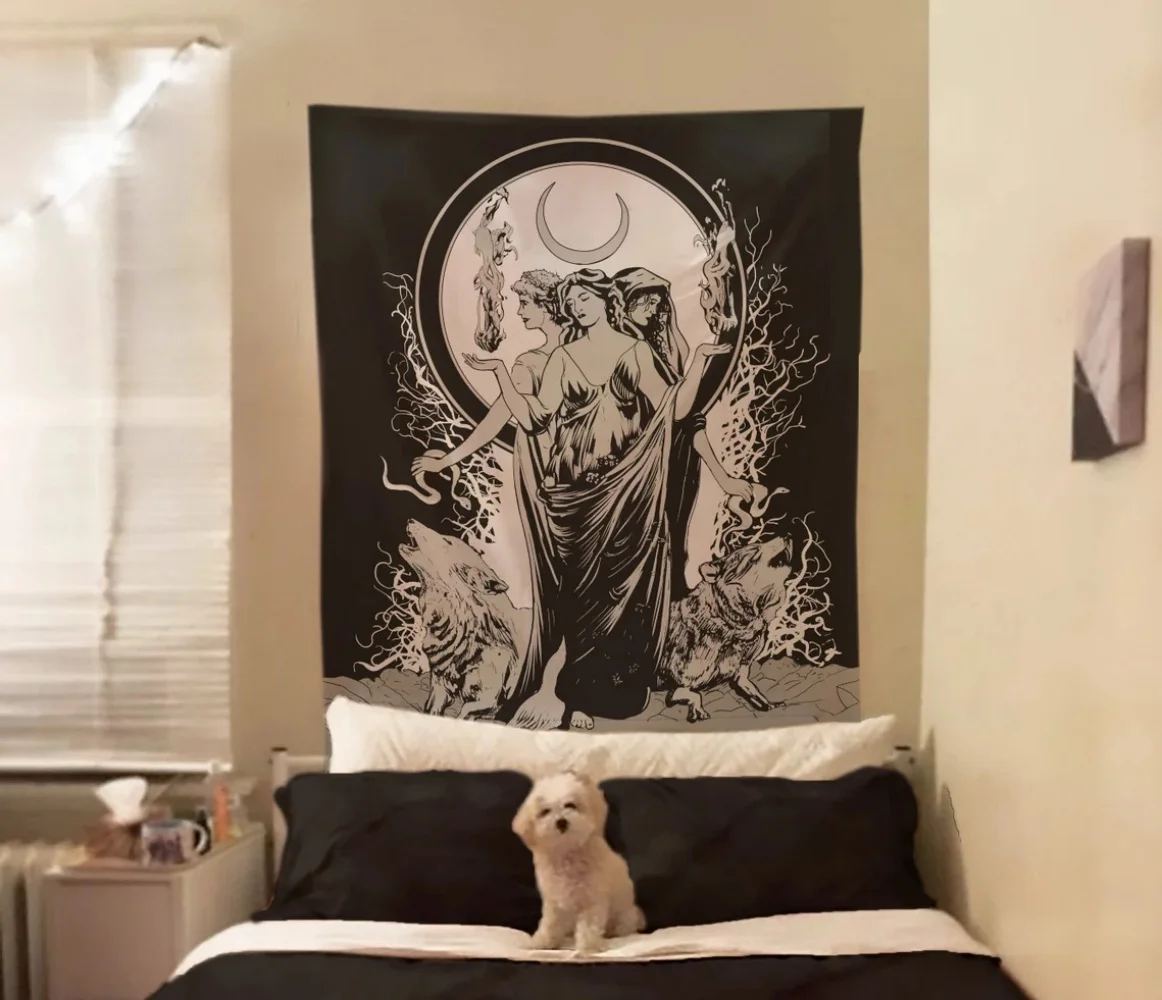 

Moon Goddess Hecate Tapestry – Wiccan Tapestry, Hekate Witchy Tapestry Infusing Mystical Occult Charm into Sacred Spaces