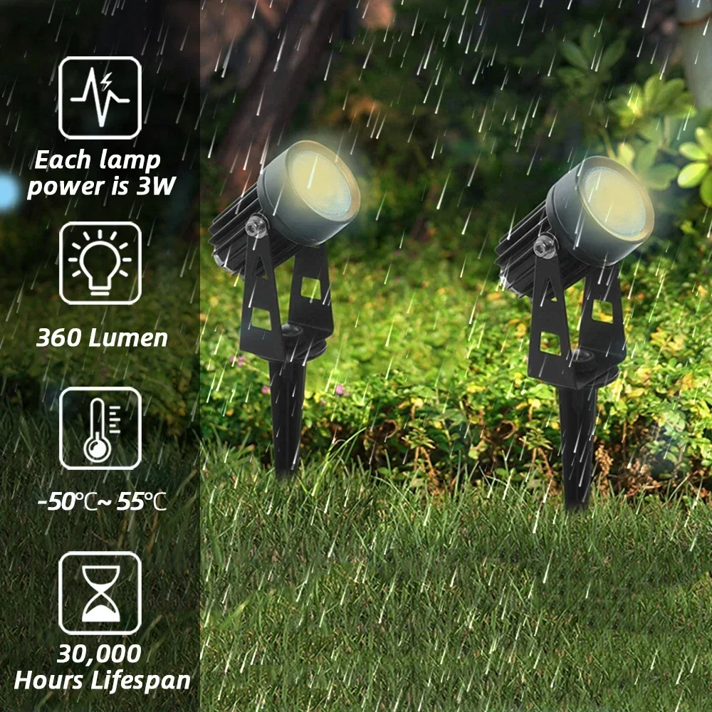 Led Garden Lights Lawn Lamp 2/4/6/8/10 in 1 Outdoor Waterproof Spotlight RGB Dimming High Brightness Landscape Light Ground Lamp