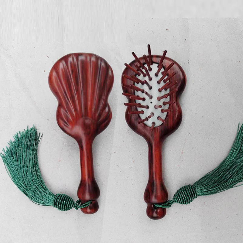 1Pcs Sandalwood Fan shape Air Bag Comb Care Scalp Comb Gua Sha Meridian Dredging Portable Hairdressing Tool