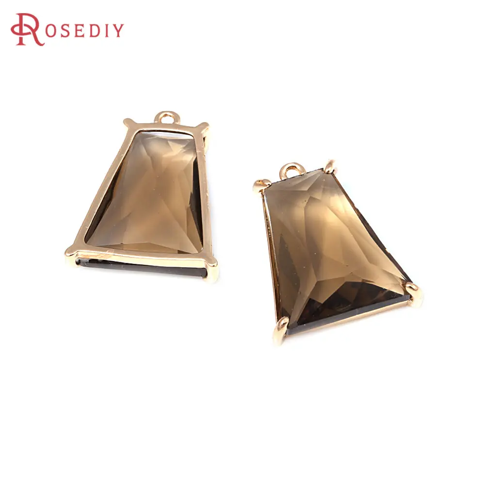 4PCS 18K Gold Color Brass and Glass Ladder Shape Charms Pendants Diy Jewelry Making Necklace Earrings Accessories for Women