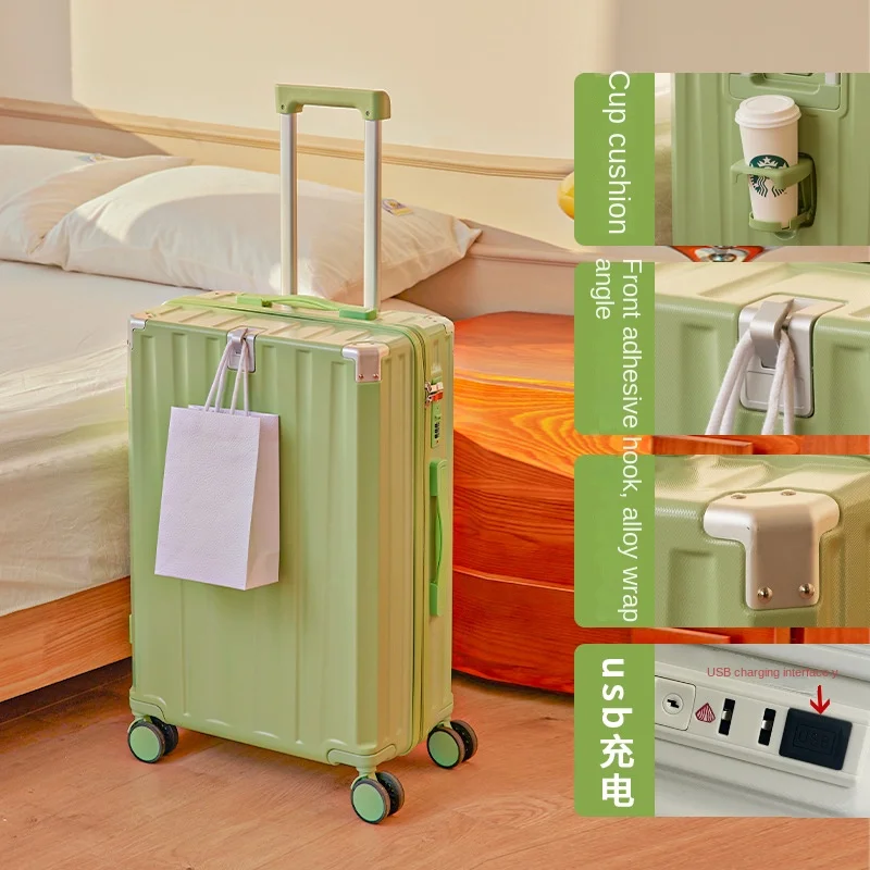 Multifunctionele 2024 Nieuwe Koffer Aluminium Frame Stille Wielen 20 Inch Draagrits Instap Bagage Trolley Koffer 24 26 Inch