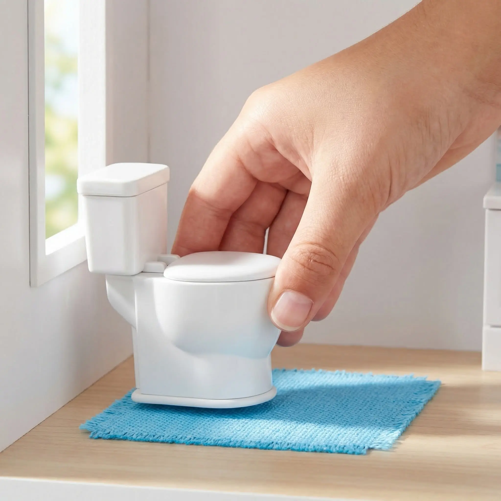 

Mini Toilet Plastic Smooth Surface Realistic Mini Bathroom Furniture Decorative Accessory Bathroom Furniture