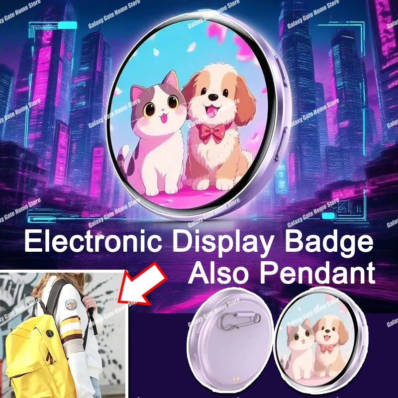 HD Electronic Display Badge Holder Decoration LED Touchscreen Bluetooth Model Home Room Bag Pendant Boys Girls Birthday Gifts
