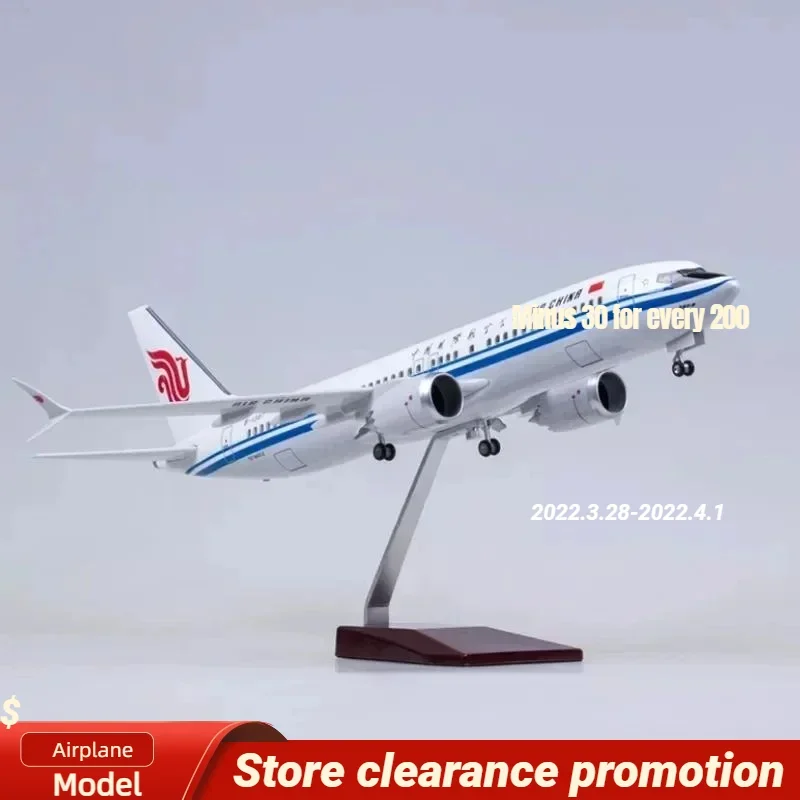 New 1/85 Scale 47CM Airplane 737MAX B737 MAX Aircraft Air China Airline W Light and Wheel Diecast Plastic Resin Plane Model Toy