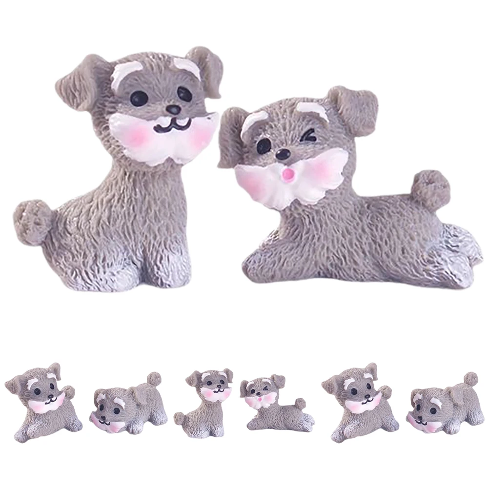 

9pcs Miniature Schnauzer Dog Resin s Realistic Small Lifelike Puppy Statues Decor For Office Desk Bookshelf Garden