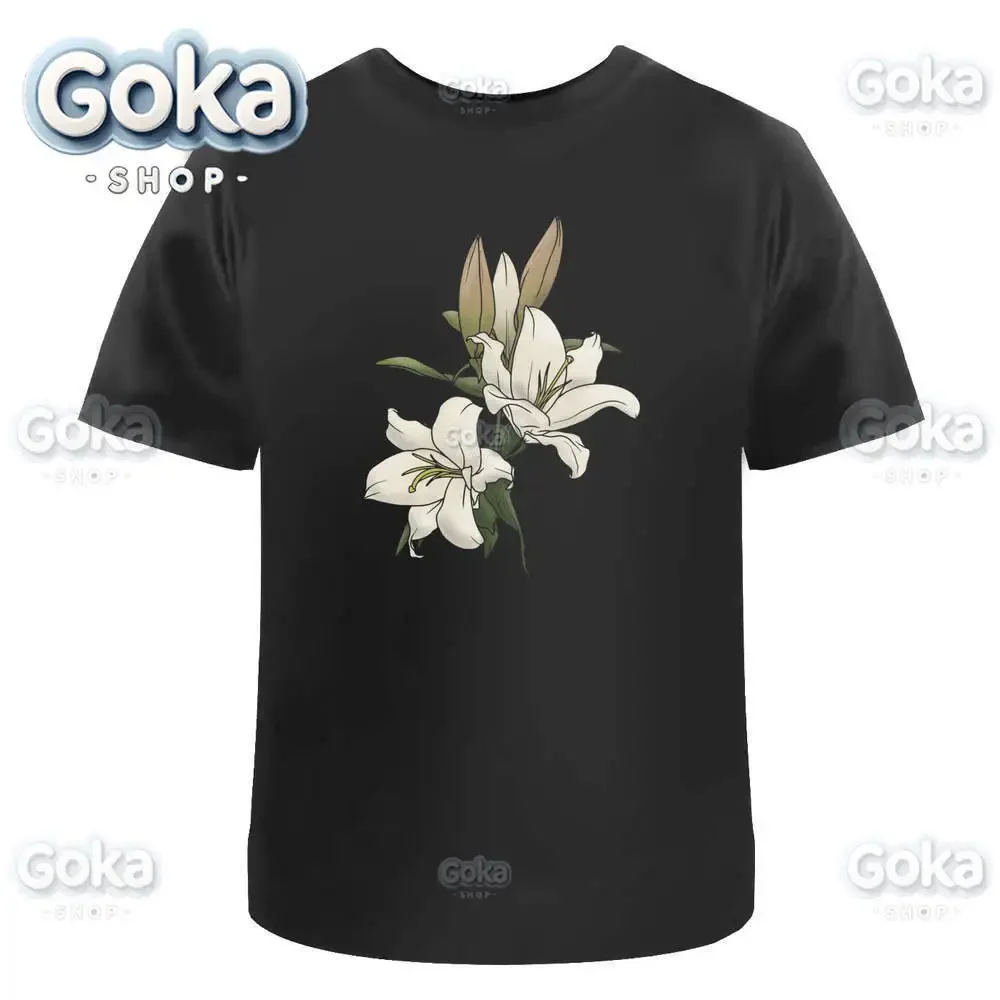 White Lillies Graphic T Shirts Mens Clothing New in Tops & Tees Cotton Women Printed T-shirt Y2K Clothes Cute Funny Tshirt