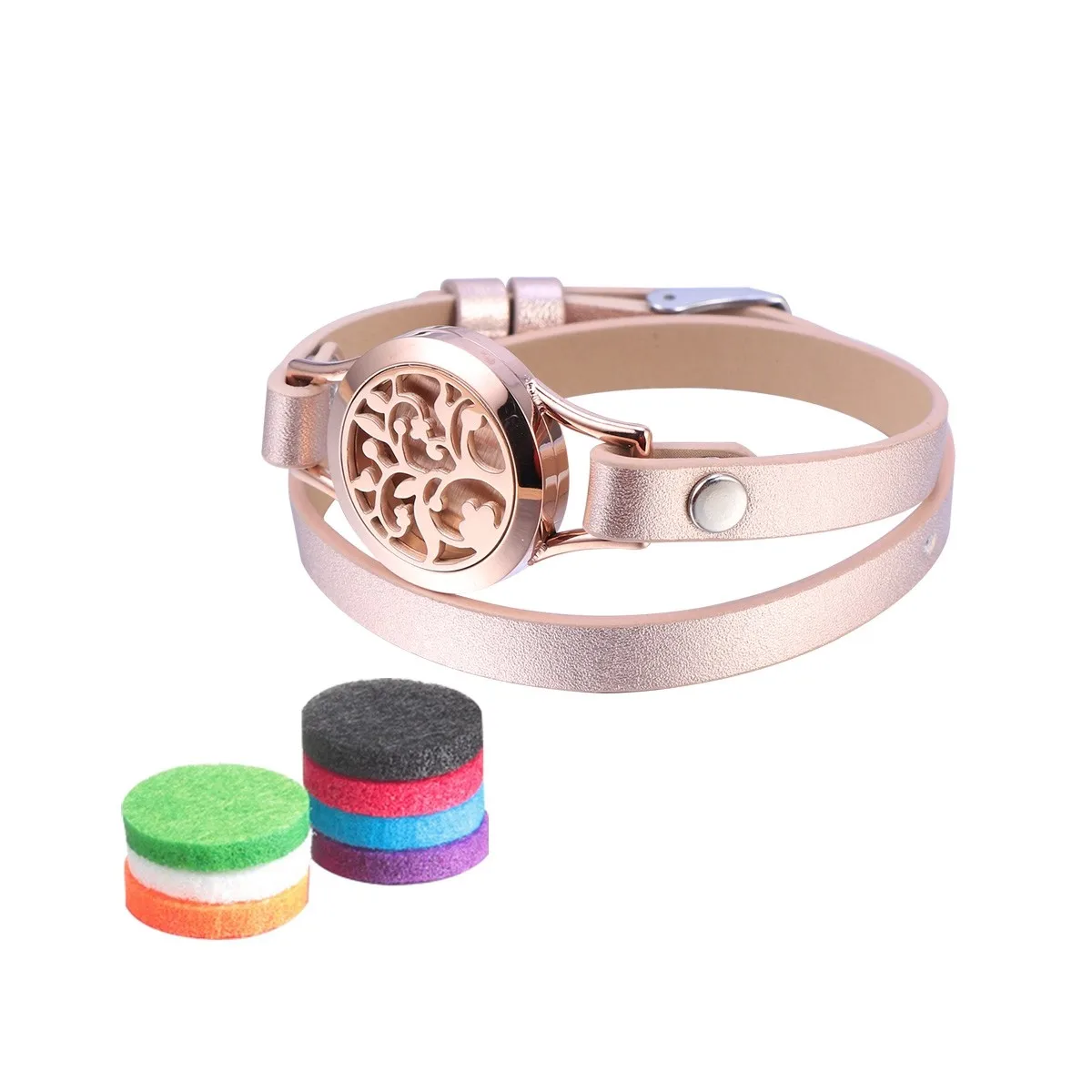 Stainless Steel Golden Aromatherapy Perfume Bracelet Diffuser Locket Bangle Chic Gift for Birthday Anniversary Graduation