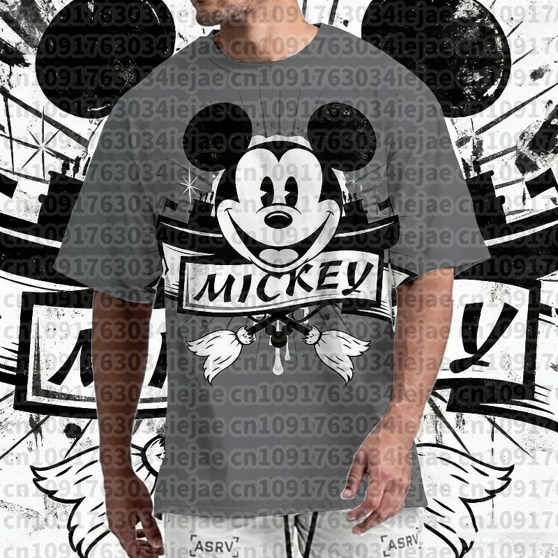 

2025-26 Summer Disney Mickey Mouse Men's Disney Cartoon Male Summer Short Sleeve Couple T-shirt Cute Funny Tops Tee Camiseta