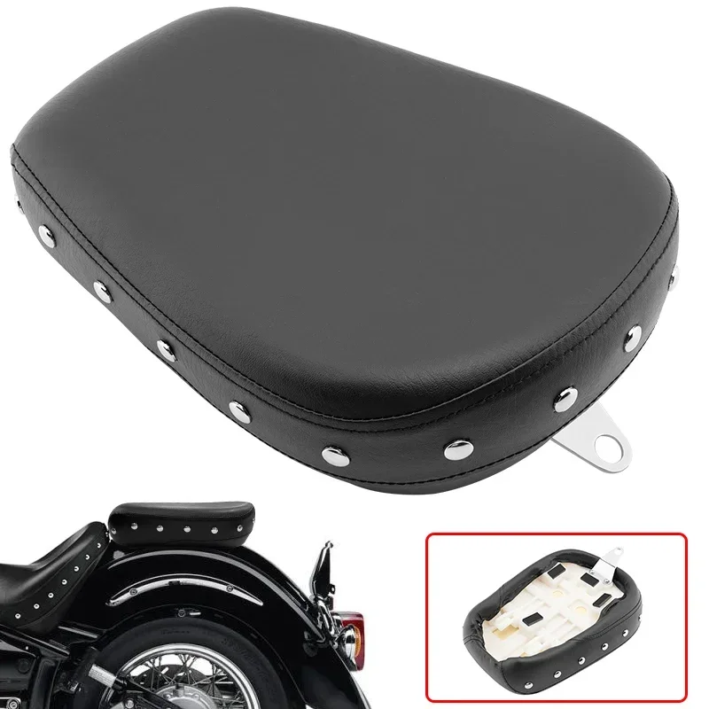 Black Motorcycle Rear Pillion Passenger PU Leather Cushion Solo Seat Accessories For Yamaha V-Star XVS650 XVS400 1998-2021 2022