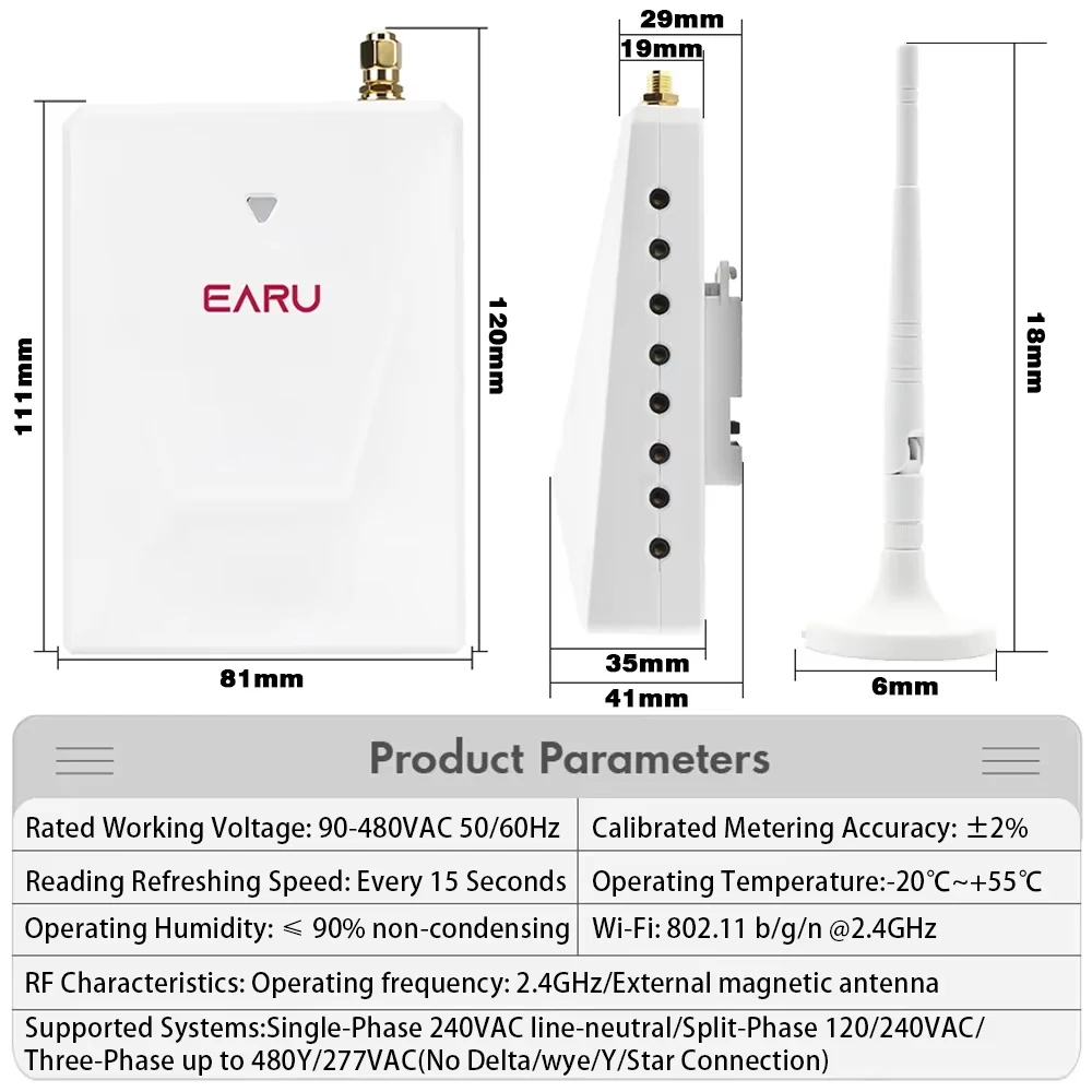 Tuya WiFi Smart Multi-Circuit 19 Channels Bi-Directional Power Energy kWh Meter Monitor AC90-480V 200A 300A with 19PCS CT Clamps