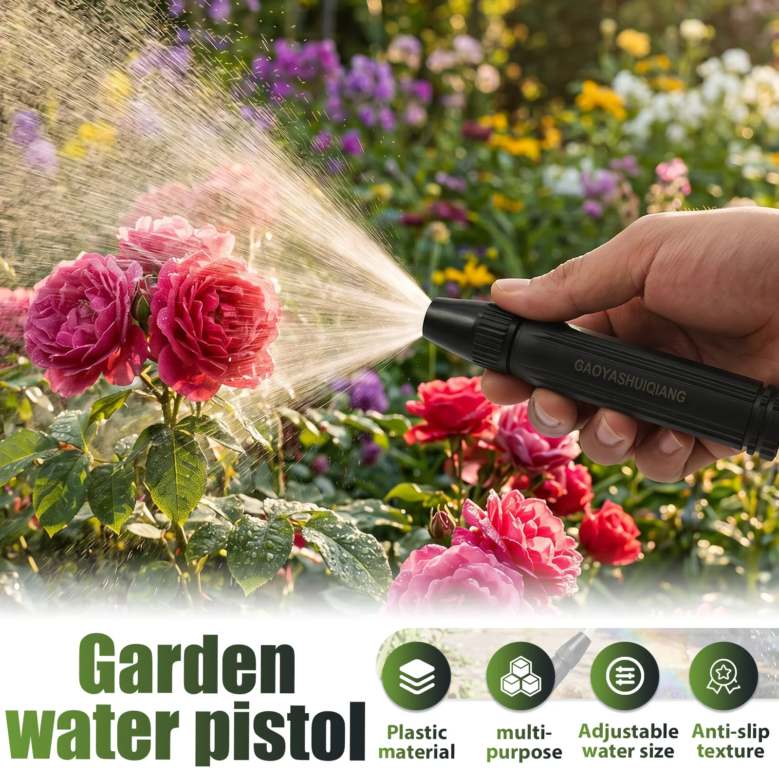 Water Hose Nozzle High Pressure Garden Hose Nozzle with Clamp Adjustable Multi Pattern Hose Nozzle for Lawn Watering Pet Bathing