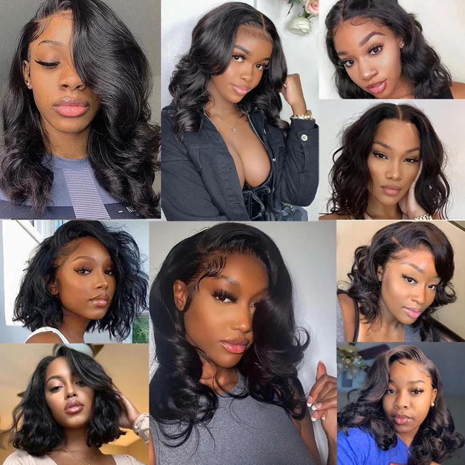 Glueless Wigs Body Wave Bob Wig 13x4 HD Transparent Lace Front Human Hair Wigs Brazilian Short Bob Wigs Pre Plucked Natural Hair