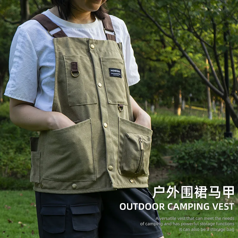 Outdoor BBQ Apron Camping Vest Barbecue Vest Men Women\'s Leisure Multifunctional Apron Fishing Vest Picnic Camping Equipment