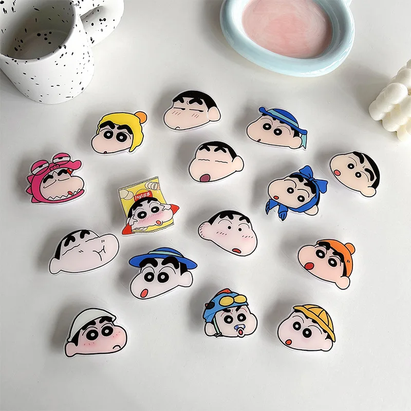 Shin-chan Mobile Phone Cushion Bracket Kawaii Crayon Shin-chan Back Stick Telescopic Bracket Desktop Ornament Portable Holder