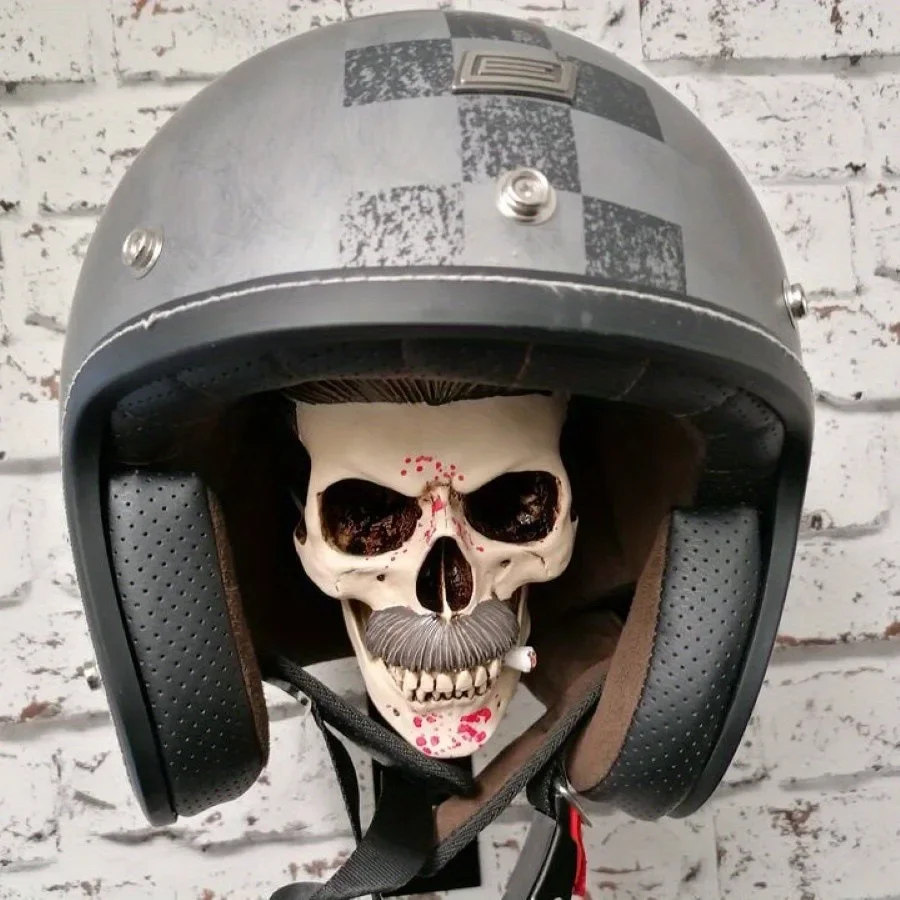 Halloween Retro Skeleton Skull Helmet Wall Hanging Holder Gothic Style Helmet Storage Rack Home Wall Art Decor