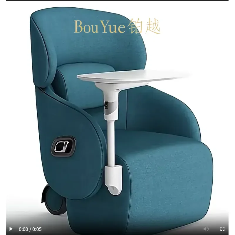 Fabric Reclining Conference Chair with Adjustable Side Desk for Computer Learning Office Lazy Sofa Ergonomic Seating