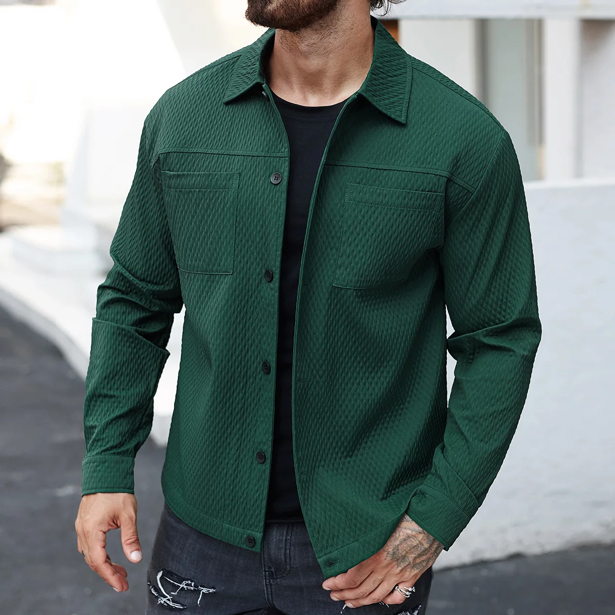 High-Quality Men&#039;s Fashion Casual Shirt Collar