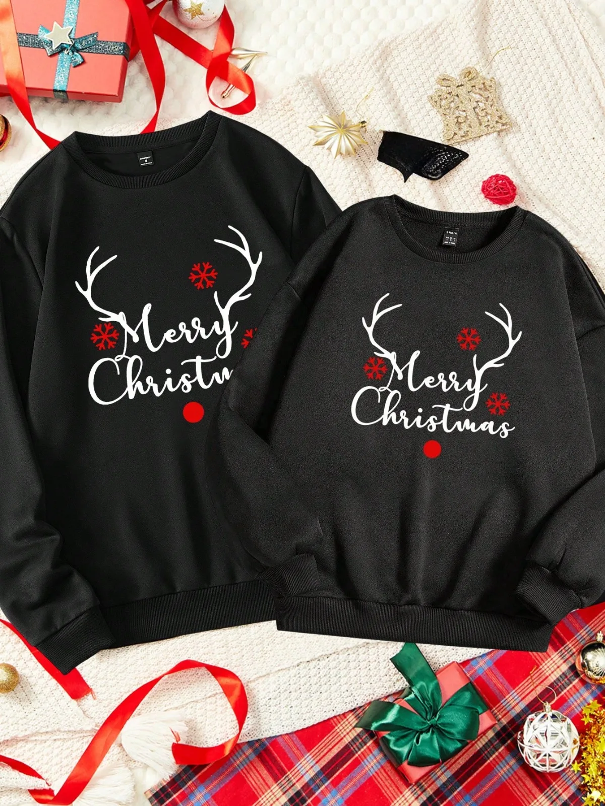 ملابس رجالية عصرية كاجوال لعيد الميلاد على شكل غزال مطبوعة فضفاضة بكتف منسدل ورقبة دائرية بلوفر من الصوف #1