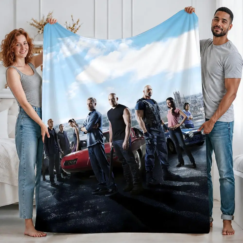 Iconic Movie The Fast and the Furious Throw Custom Printed Flannel Fleece Blanket for Sofa Bed Office Travel & Camping