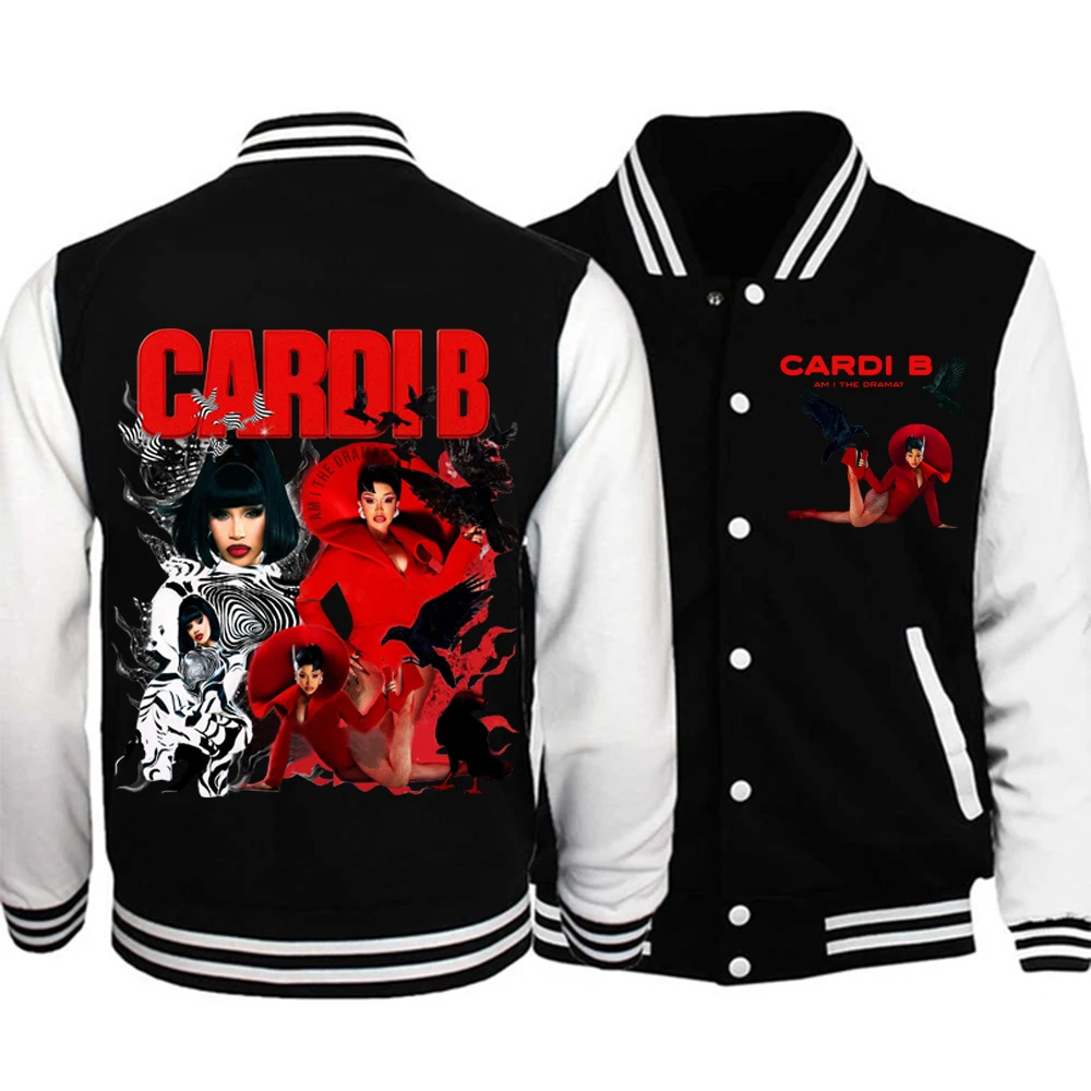 ألبوم جديد Cardi B Am I The Drama زي بيسبول هوديي سترة للجنسين Harajuku البلوز مروحة هدية