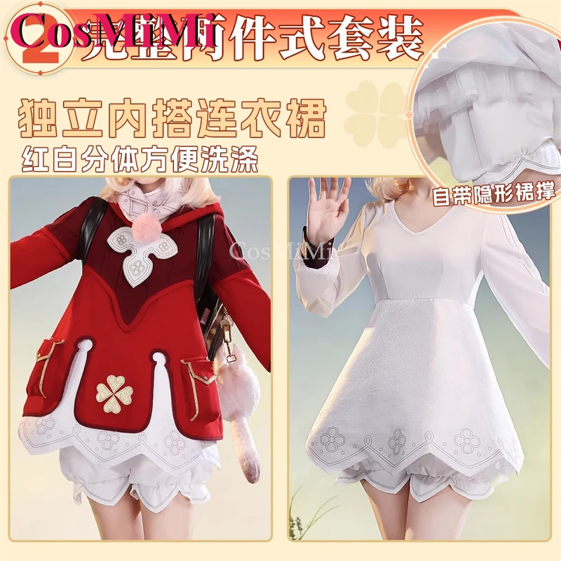 CosMiMi Game Genshin Impact Klee Cosplay Costume Gorgeous Elegant Combat Uniforms Full Set Carnival Party Role Play Clothing S-L