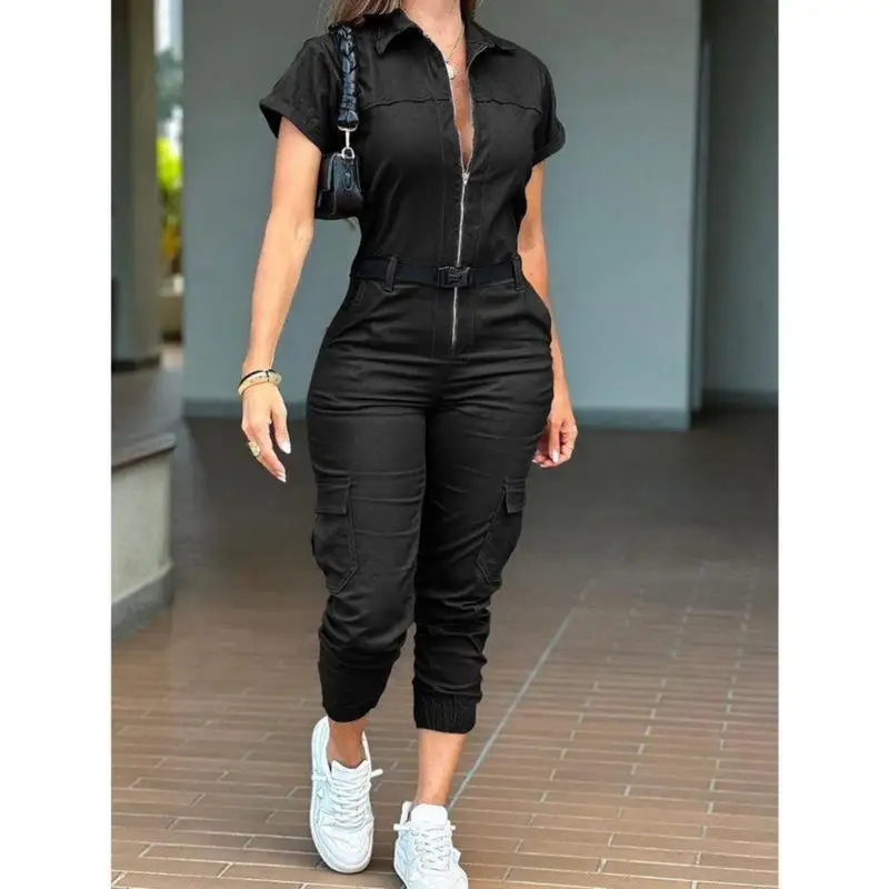 

Women's Cargo Jumpsuit Shorts Workwear Fashion Set Spring Season Four Seasons Shortalls Overalls Utility Pantsuit
