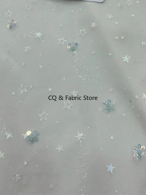 2 yard Lolita Abbigliamento per bambini Tessuto di pizzo ricamato fai-da-te Tessuto di design con perline a rete di fiori fantasia