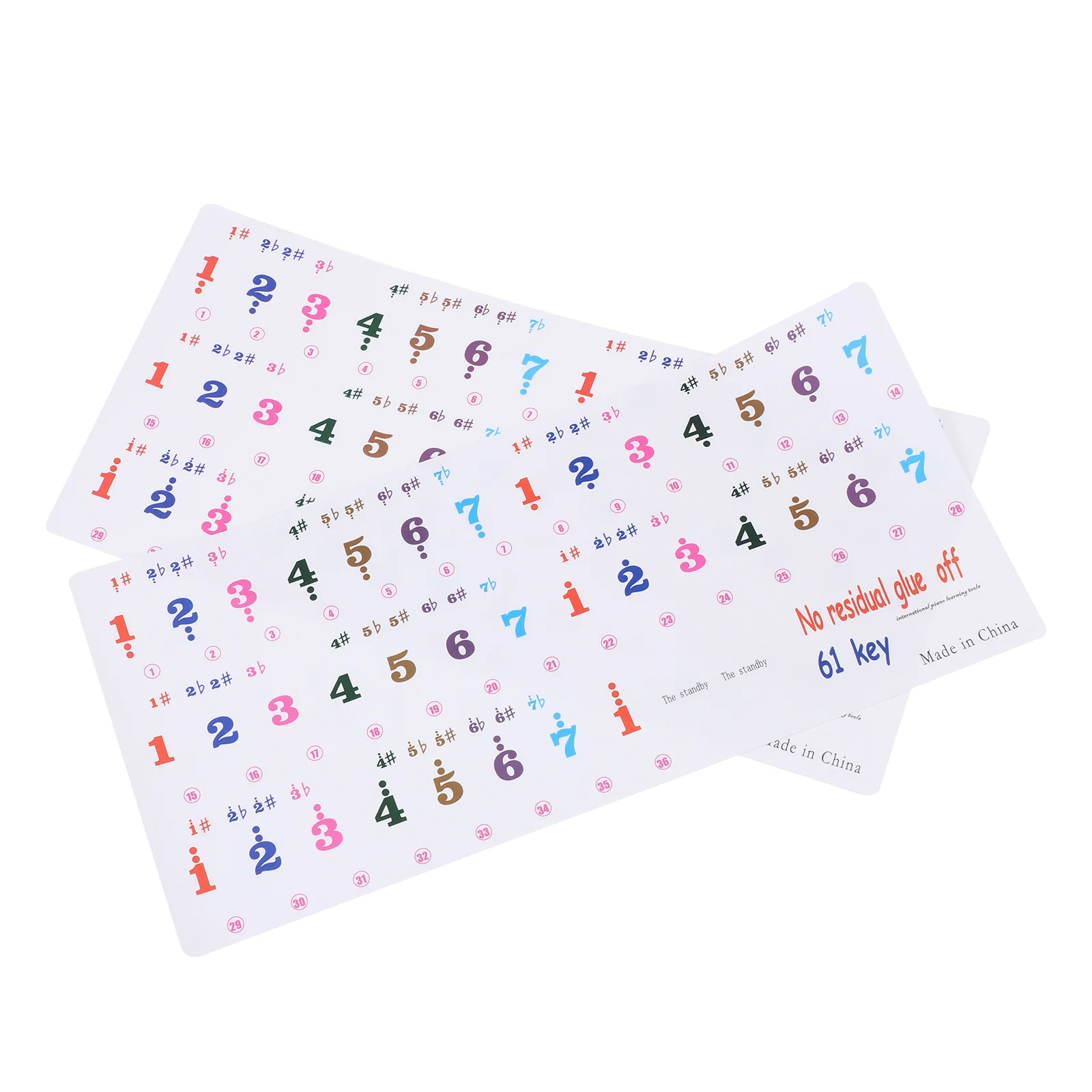 

2 Sheets 61 Key Keyboard Stickers Piano Beginner Decals Practical Introductory Transparent Label Cartoon Number