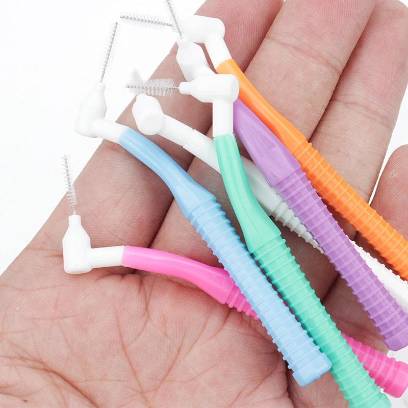 10Pcs L-shaped Nursing Interdental Brush Orthodontic Interdental Brush Dental Orthodontic Braces Clean Soft Micro Brushes