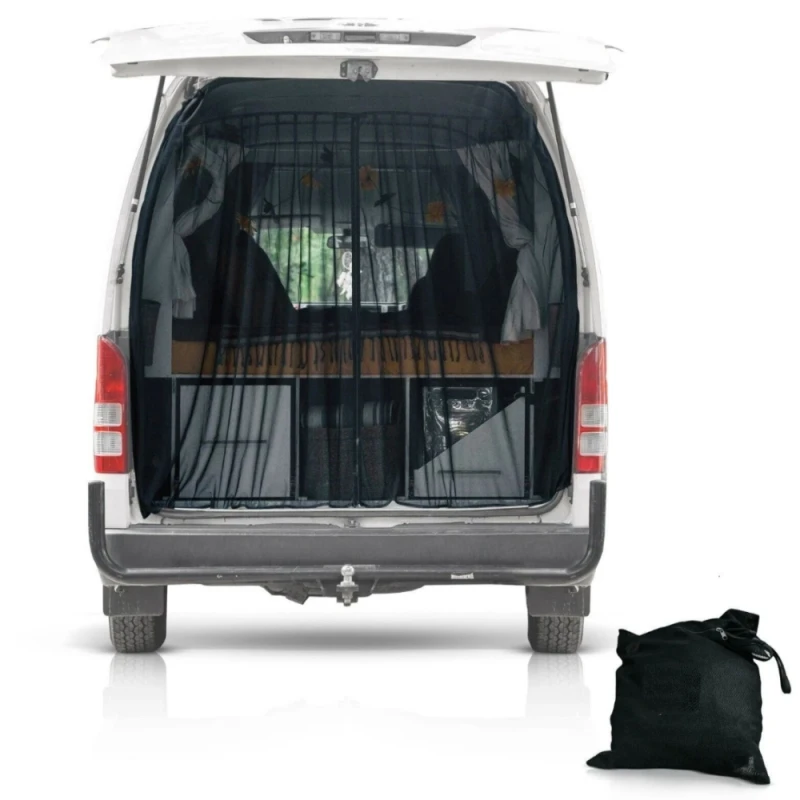 RV Tailgate Insect Screen With Velcro Adhesive Backing Car Sunshade Curtain Mesh Ventilated RV Door Curtain Outdoor Insect Cover