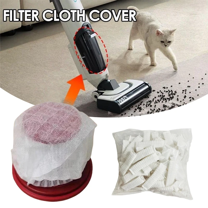 50/100pcs Disposable Vacuum Cleaner Filter Cartridge Filter Protective Sleeve For Hand-held Household Washable Non-woven Filter