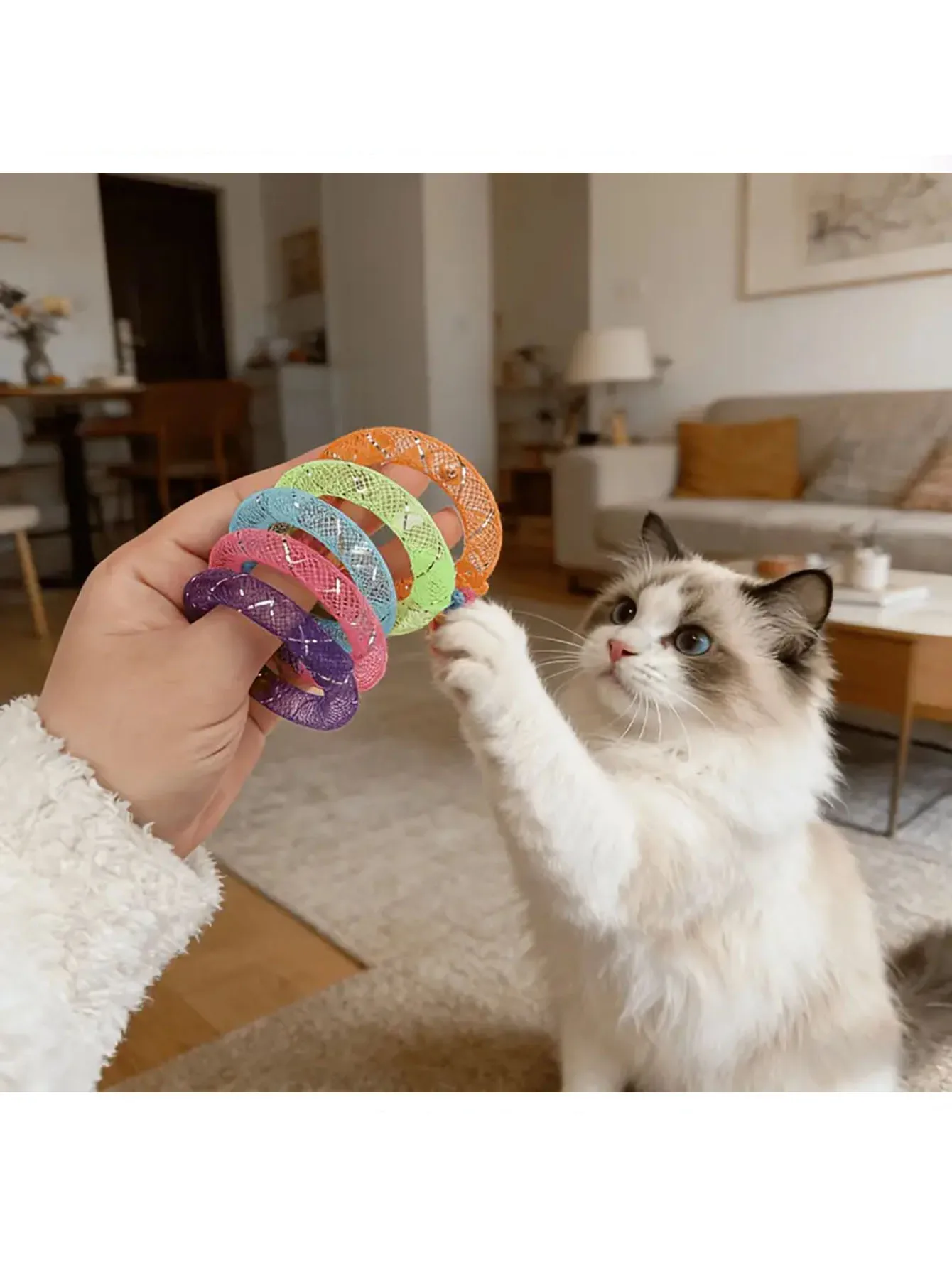 5pcs Soft Network Management Cat Self Hi Doughnuts, Bells Sound, Cat Self Hi Soothing, Chewing, Teasing Cat Toys