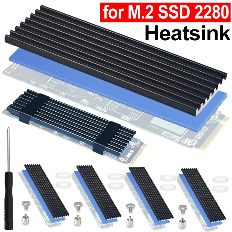 Радиатор M.2 SSD, силиконовая термопрокладка, алюминиевый радиатор, твердотельные накопители, кулер для NVME NGFF M2 2280, PCI-E SSD Raspberry PS5