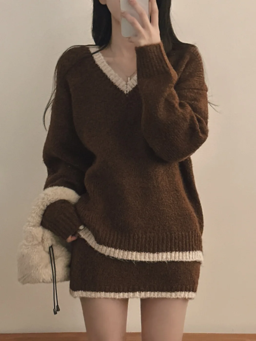 

Шикарный осенне-зимний цветной блузловый длинный светящийся вязаный мягкий свитер, юбка с высокой талией для женщин, удобная дышащая юбка