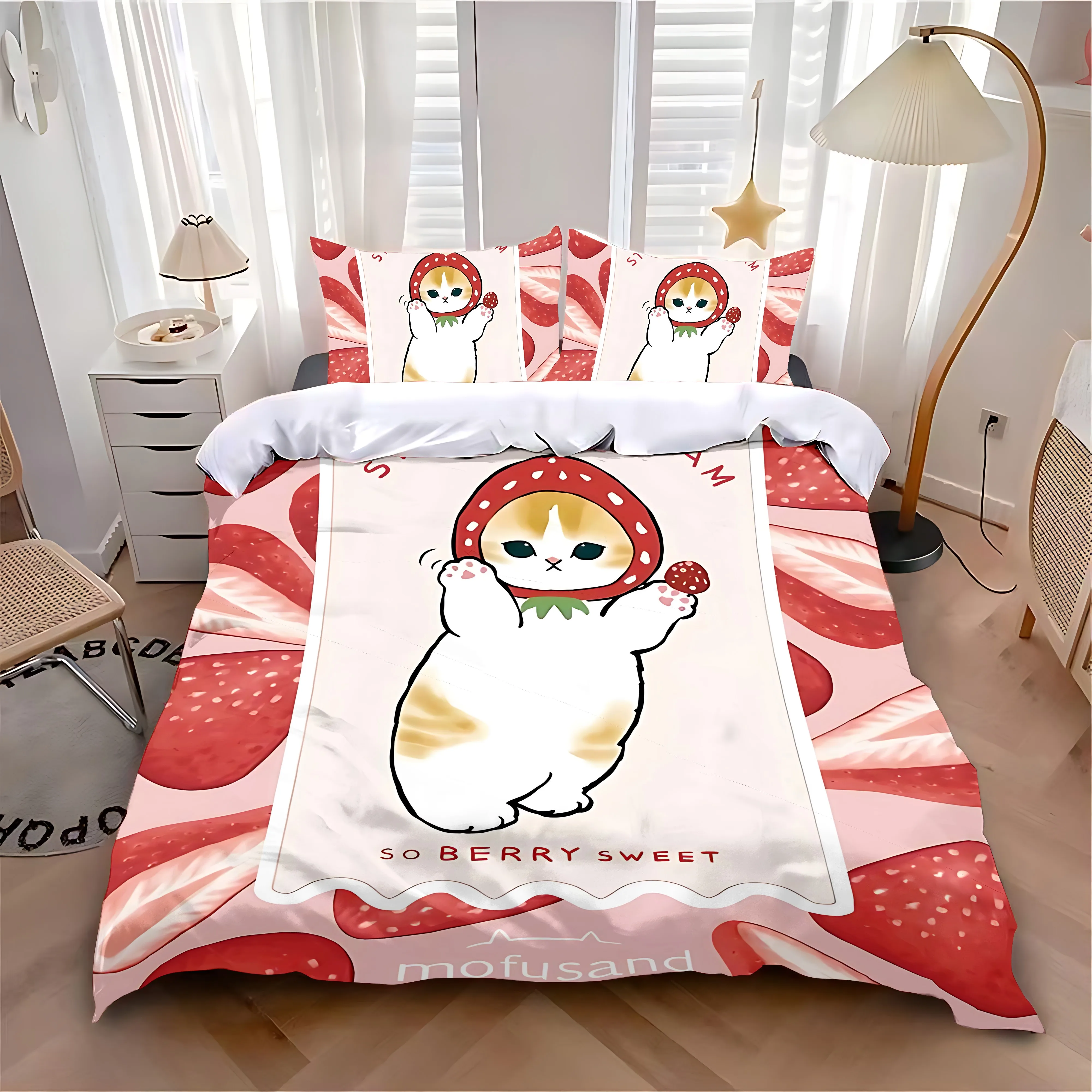 New Duvet Cover Pillowcase Bedding Set Hot Cute M-MofusandS Adult Boy Girl Bedroom Decoration Children Single Double Large Size