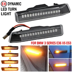 2pcs Flowing Dynamic LED Turn Signal Lights Side Marker Indicator Blinker For BMW X5 E53 1999-2006 E36 63132492179 63137164491