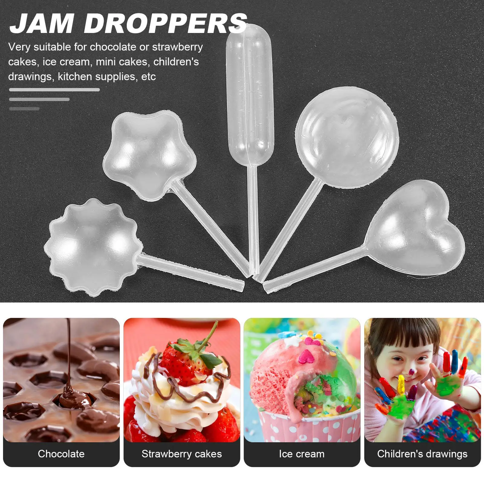 50Pcs Plastic Jam Droppers Reliable Jam Dropper Pipettes for Food Decoration Kitchen Use Plastic Dropper Sauce Syringe