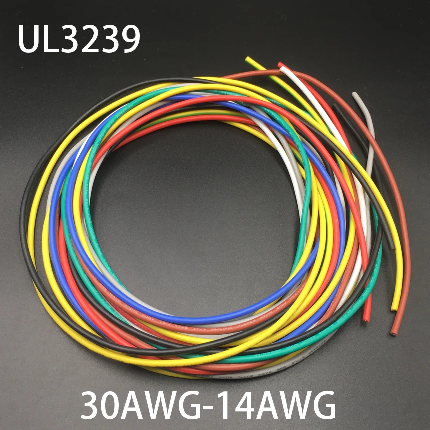 24AWG UL3239 3kV 200C Brown Black White Wrapping Tinned Copper Silicone Rubber Insulated Stranded Braid LED SR Wire Cable Cord